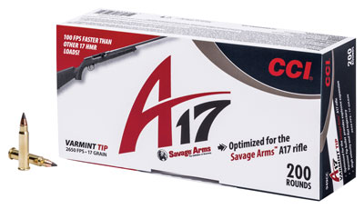 CCI A17 VARMINT TIP 17HMR 17GR 2650FPS 200RD 10BX/CS - for sale