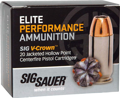 SIG 10MM 180GR ELITE V-CROWN JHP 20RD 10BX/CS - for sale