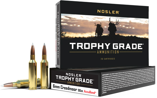 NOSLER TROPHY GRADE 6MM CM 90GR ACCUBOND TIP 20RD 10BX/CS - for sale