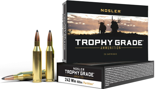NOSLER TROPHY 243 WIN 100GR PARTITION TIP 20RD 10BX/CS - for sale