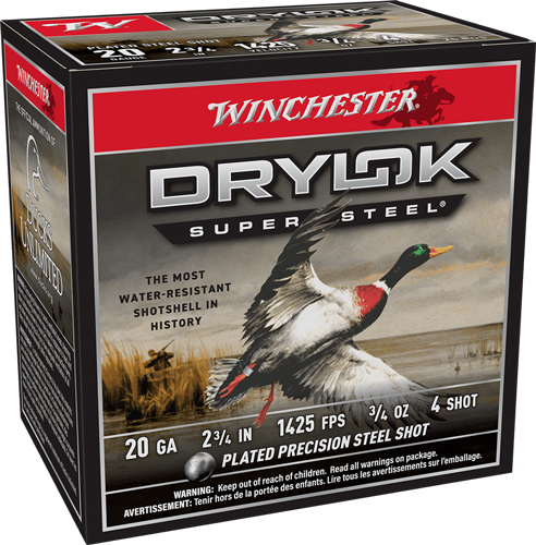 WINCHESTER DRYLOK 20GA #4 2.75" 3/4OZ 25RD 10BX/CS - for sale