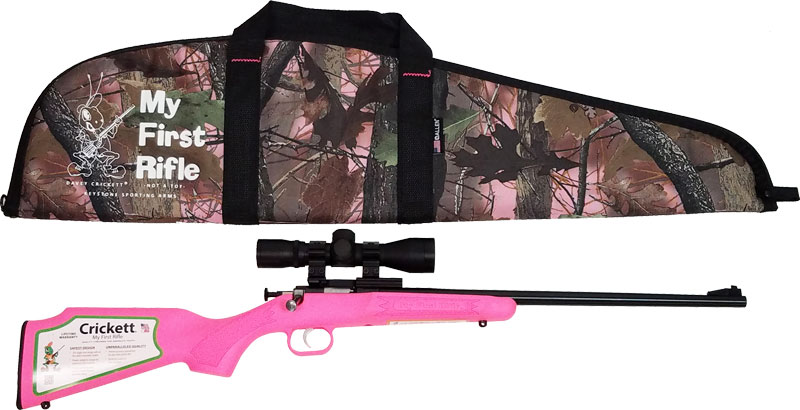 CRICKETT RIFLE G2 22LR BLUED/ PINK SYNTH W/SCOPE AND CASE - for sale